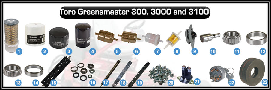 parts for toro greensmaster 300, greensmaster 3000 and greens